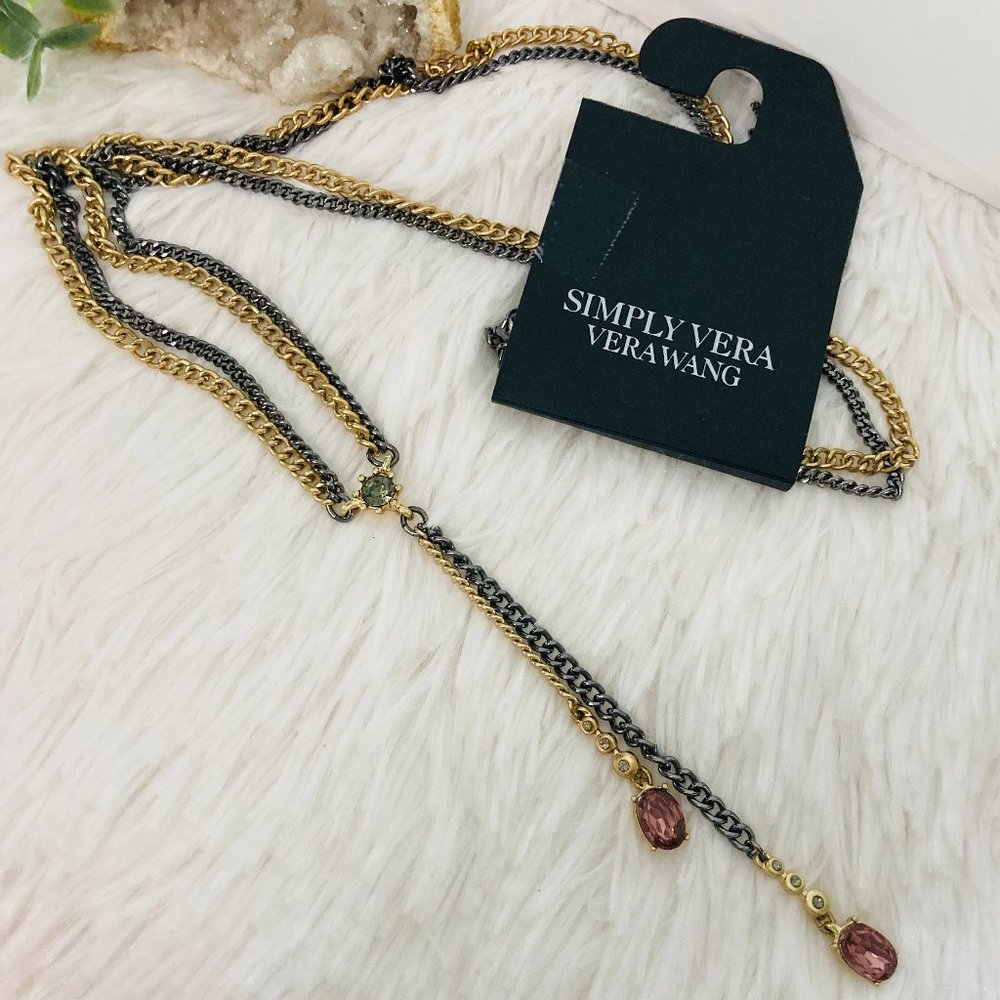 Gold/Gunmetal Grey double Lariat Y shape necklace
